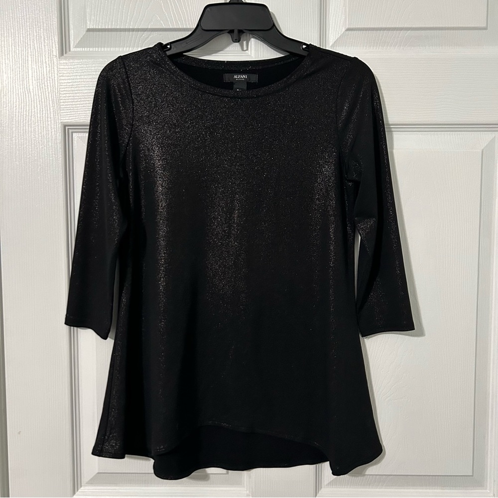 Alfani Shimmery Black Blouse